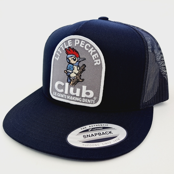 Little Pecker Club Patch Flat Bill Trucker Mesh Snapback Cap Black - Picture 2 of 4